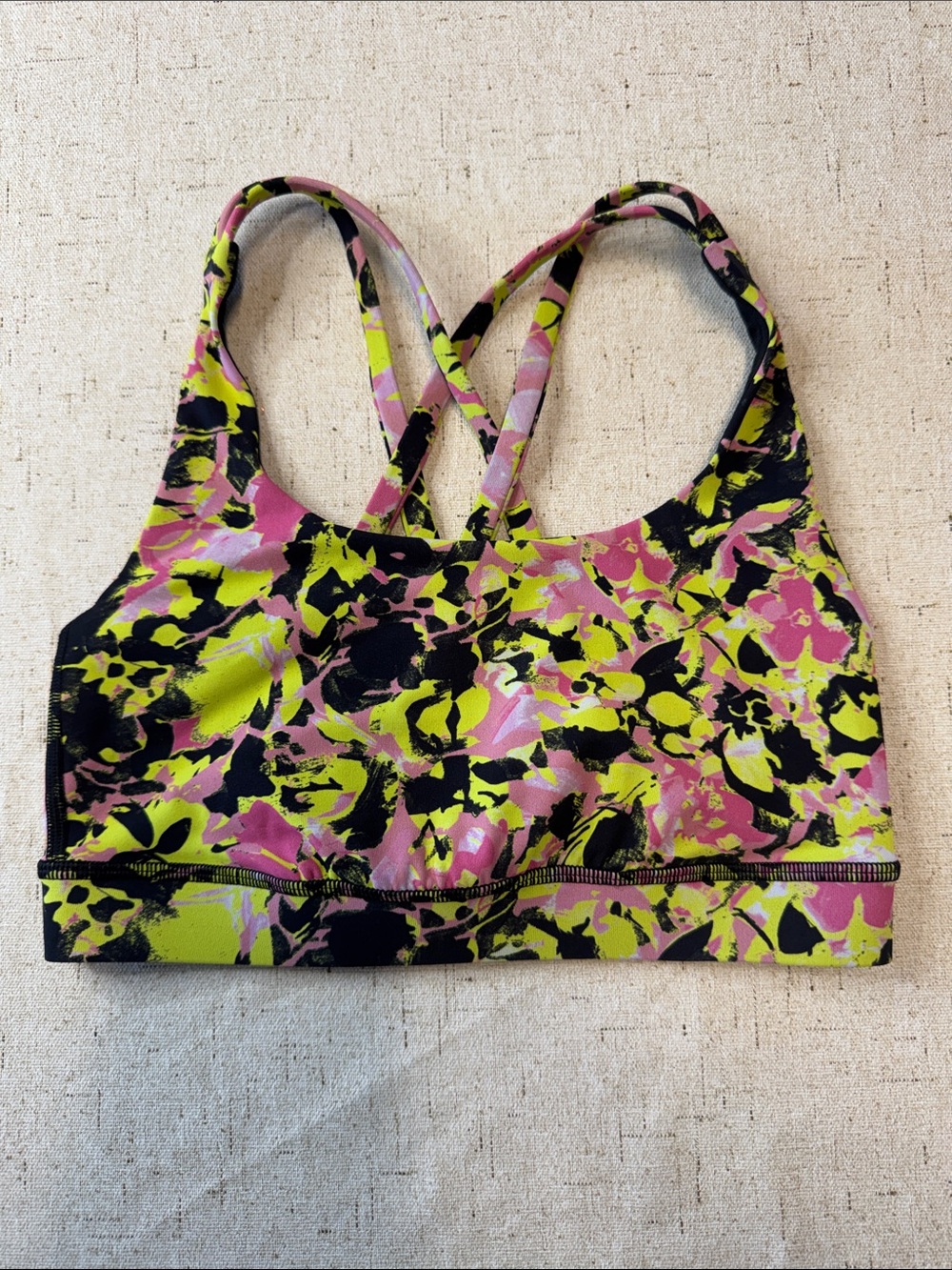 Lululemon Bundle Pink and Multi Floral Crossback Sport Bra Tops Size 2 N0741 - Picture 3 of 8